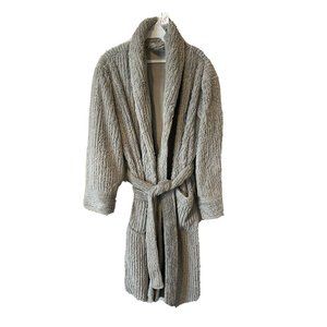 Pottery Barn Soft Fluffy Cozy Sherpa Belted Bath Robe Gray
